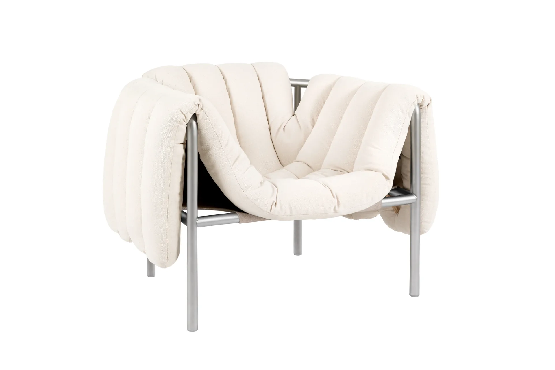Puffy Loungesessel, Natural-edelstahl Hem