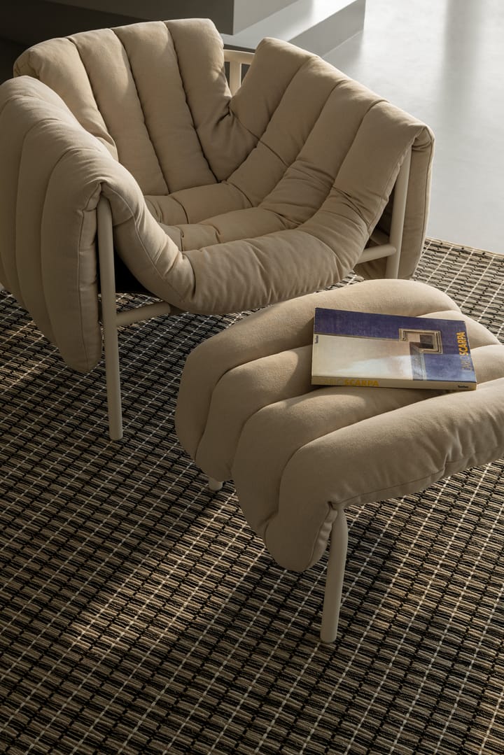 Puffy Loungesessel + Ottoman, Sawdust-edelstahl Hem