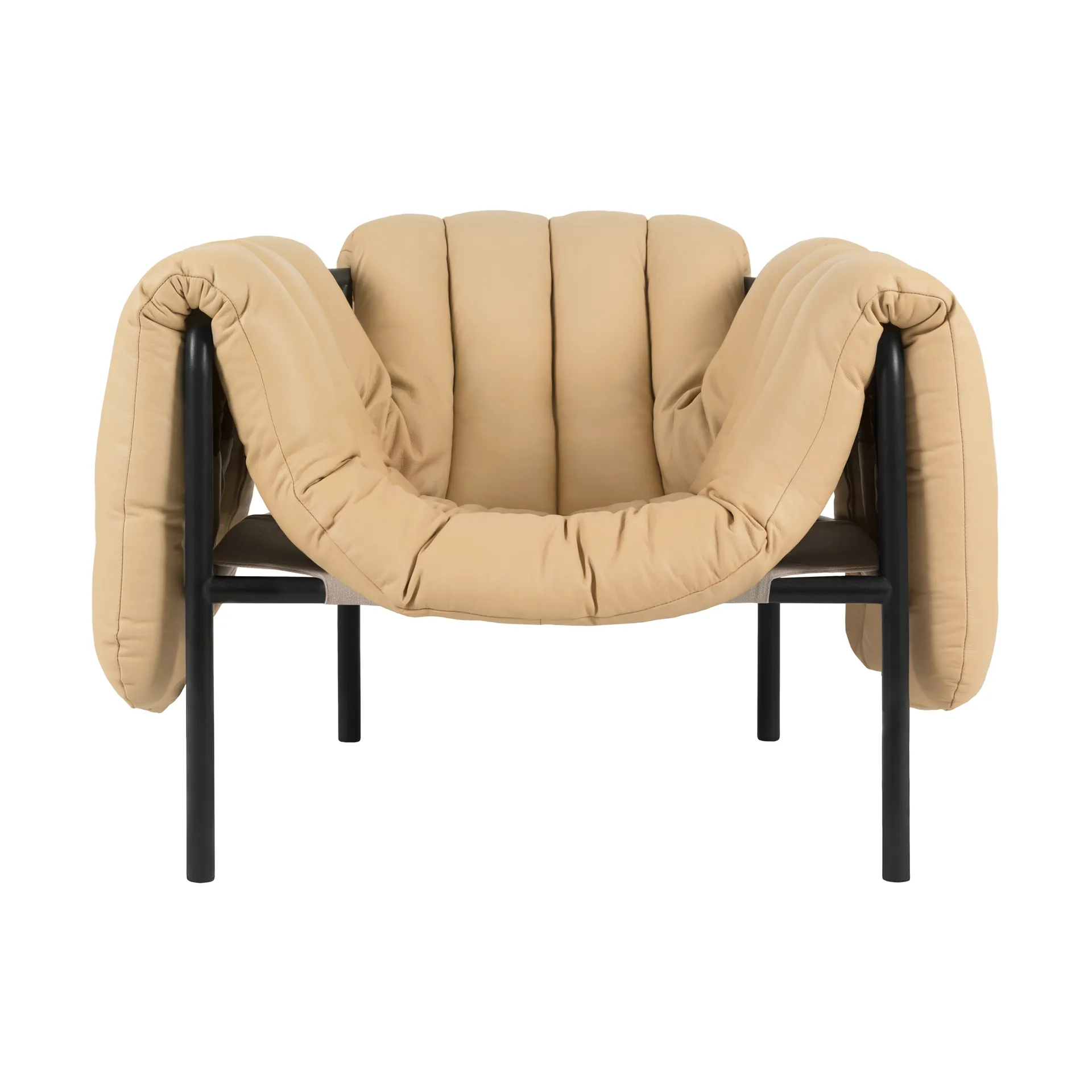 Puffy Loungesessel, Sand leather-black grey Hem