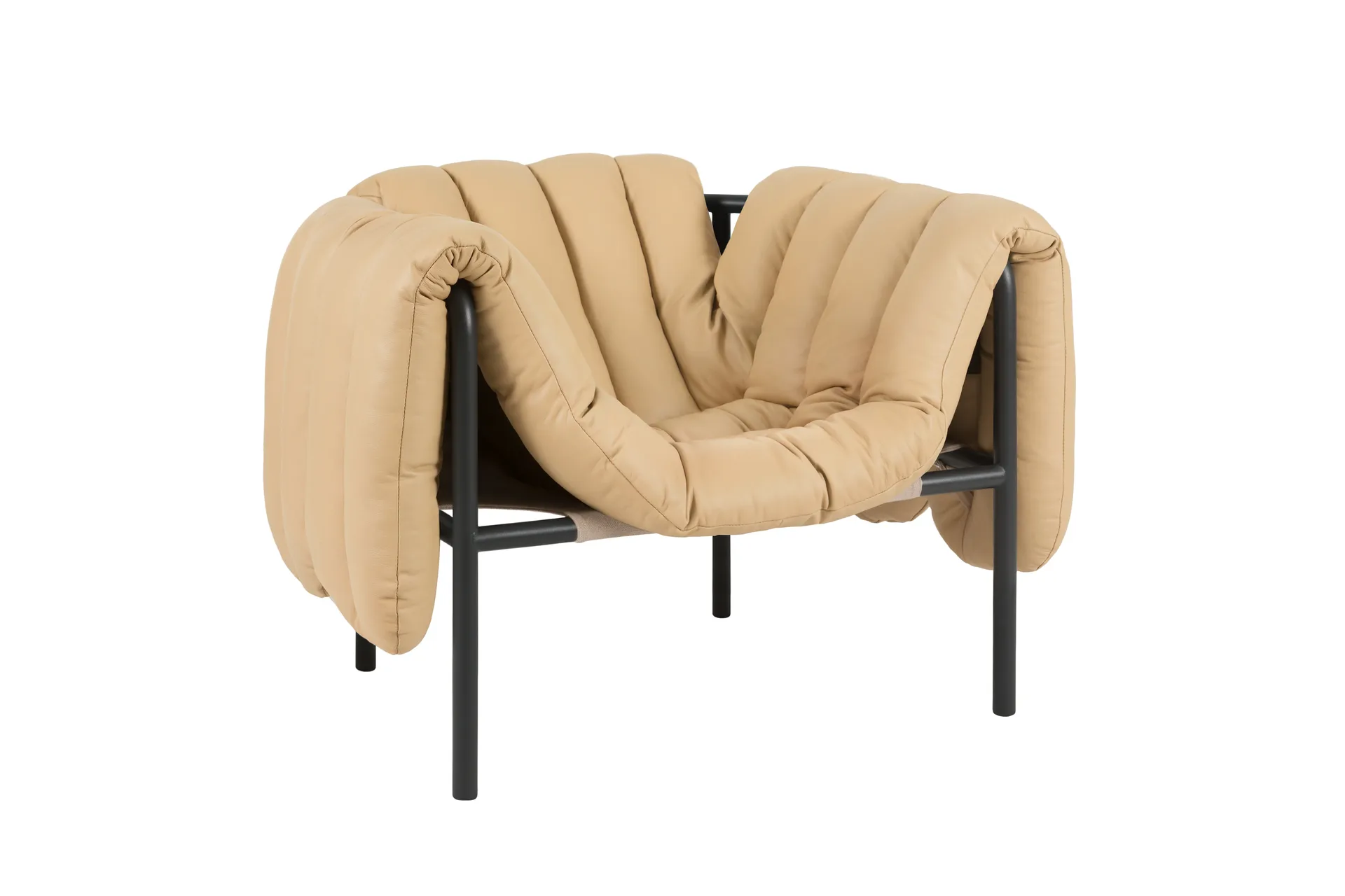 Puffy Loungesessel, Sand leather-black grey Hem