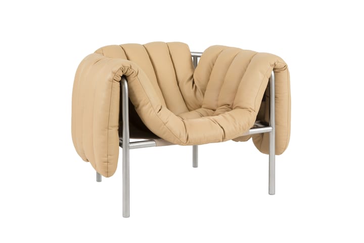 Puffy Loungesessel, Sand leather-edelstahl Hem