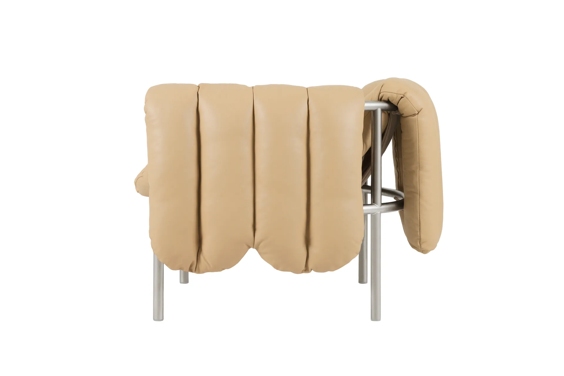 Puffy Loungesessel, Sand leather-edelstahl Hem