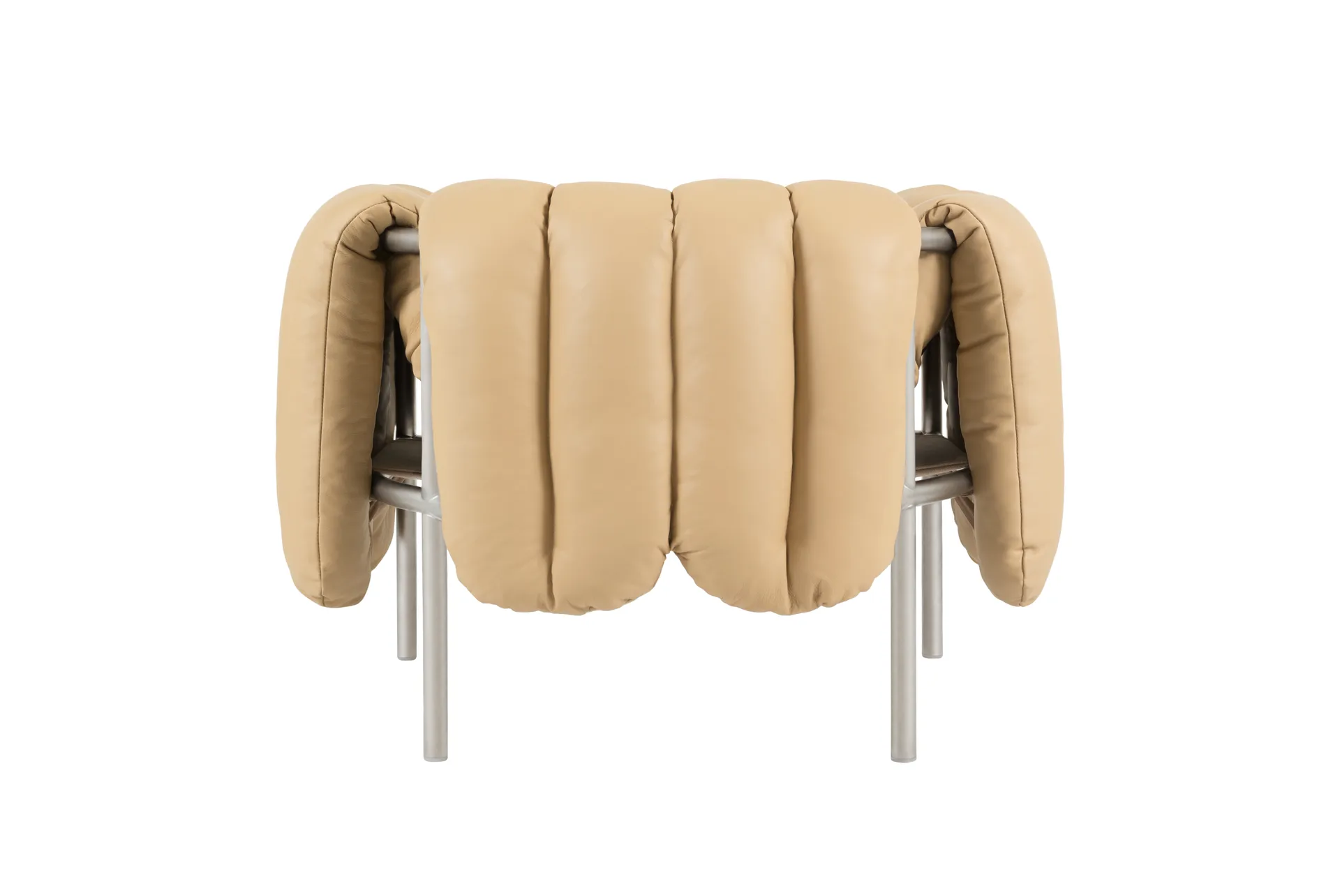 Puffy Loungesessel, Sand leather-edelstahl Hem