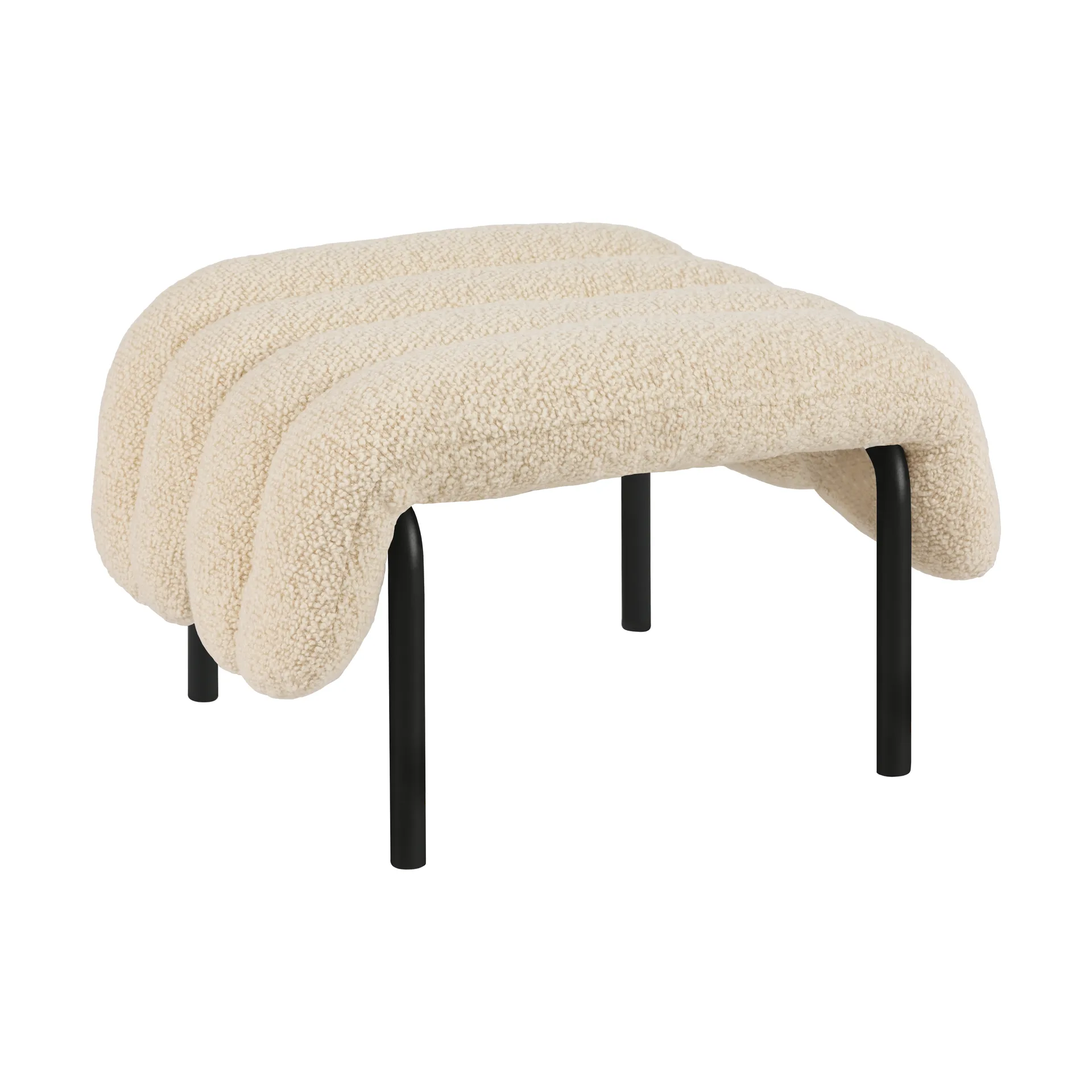 Puffy Ottoman 58x67 cm, Eggshell-black grey Hem