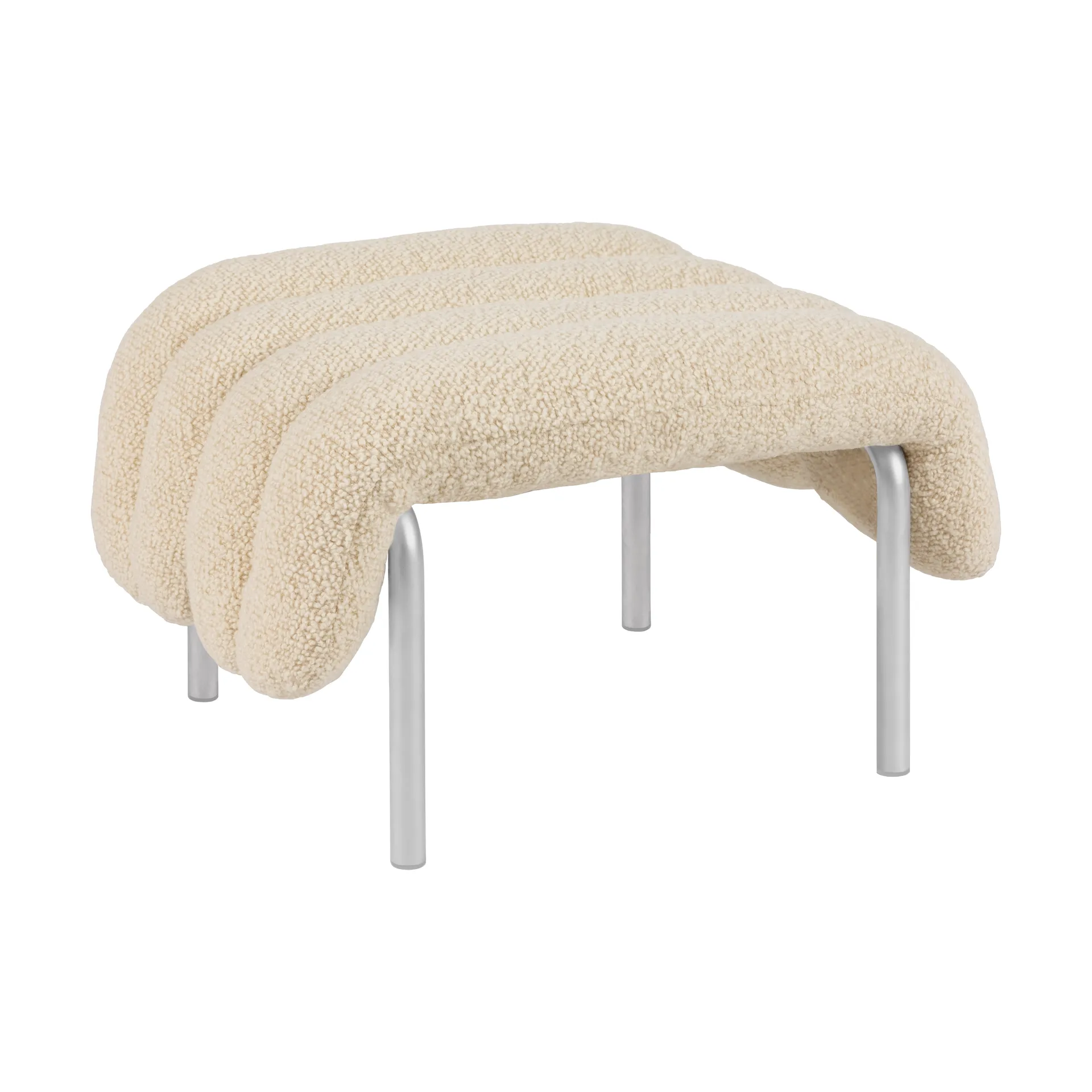 Puffy Ottoman 58x67 cm, Eggshell-edelstahl Hem