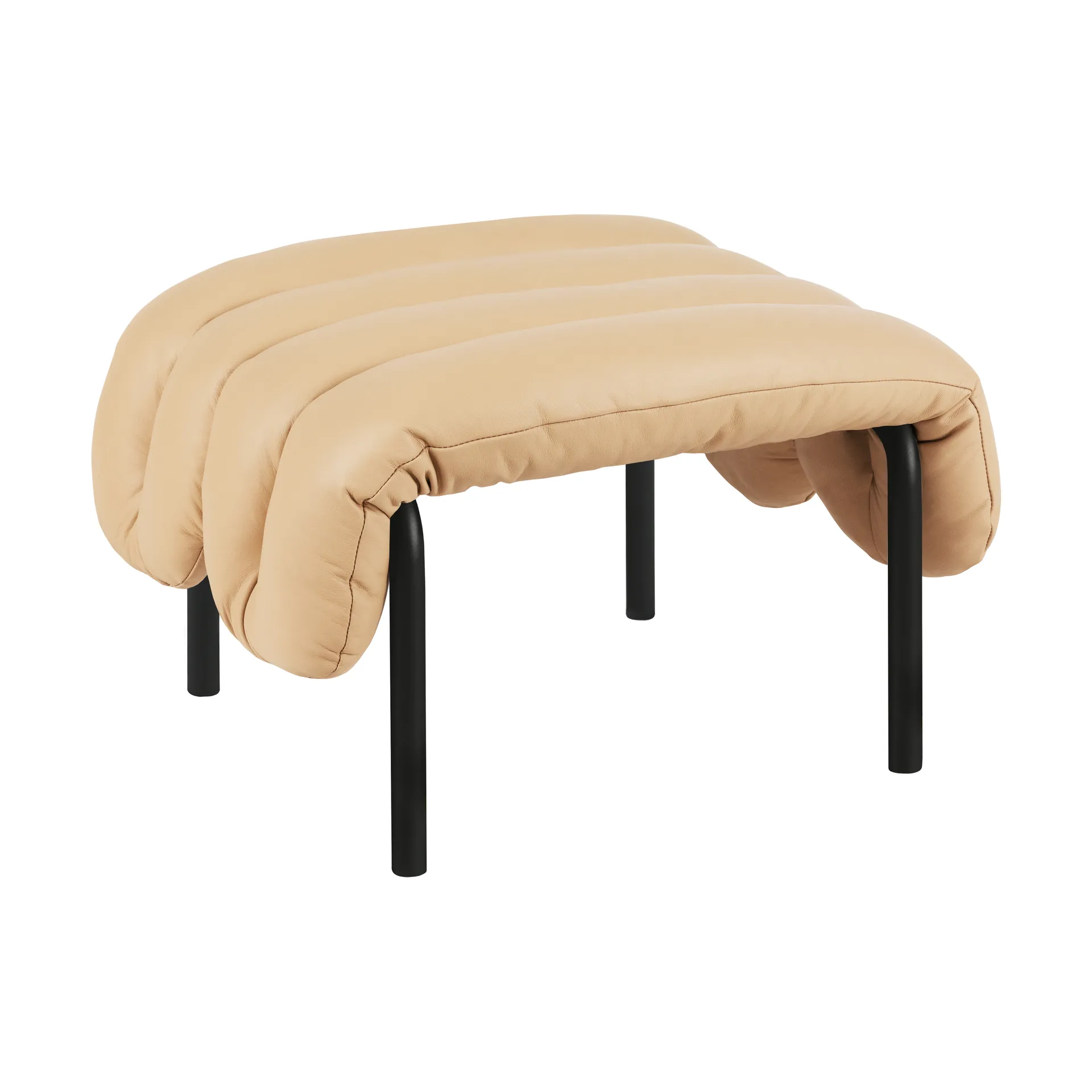 Puffy Ottoman 58x67 cm, Sand leather-black grey Hem