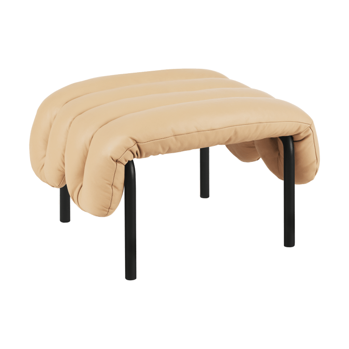 Puffy Ottoman 58x67 cm - Sand leather-black grey - Hem