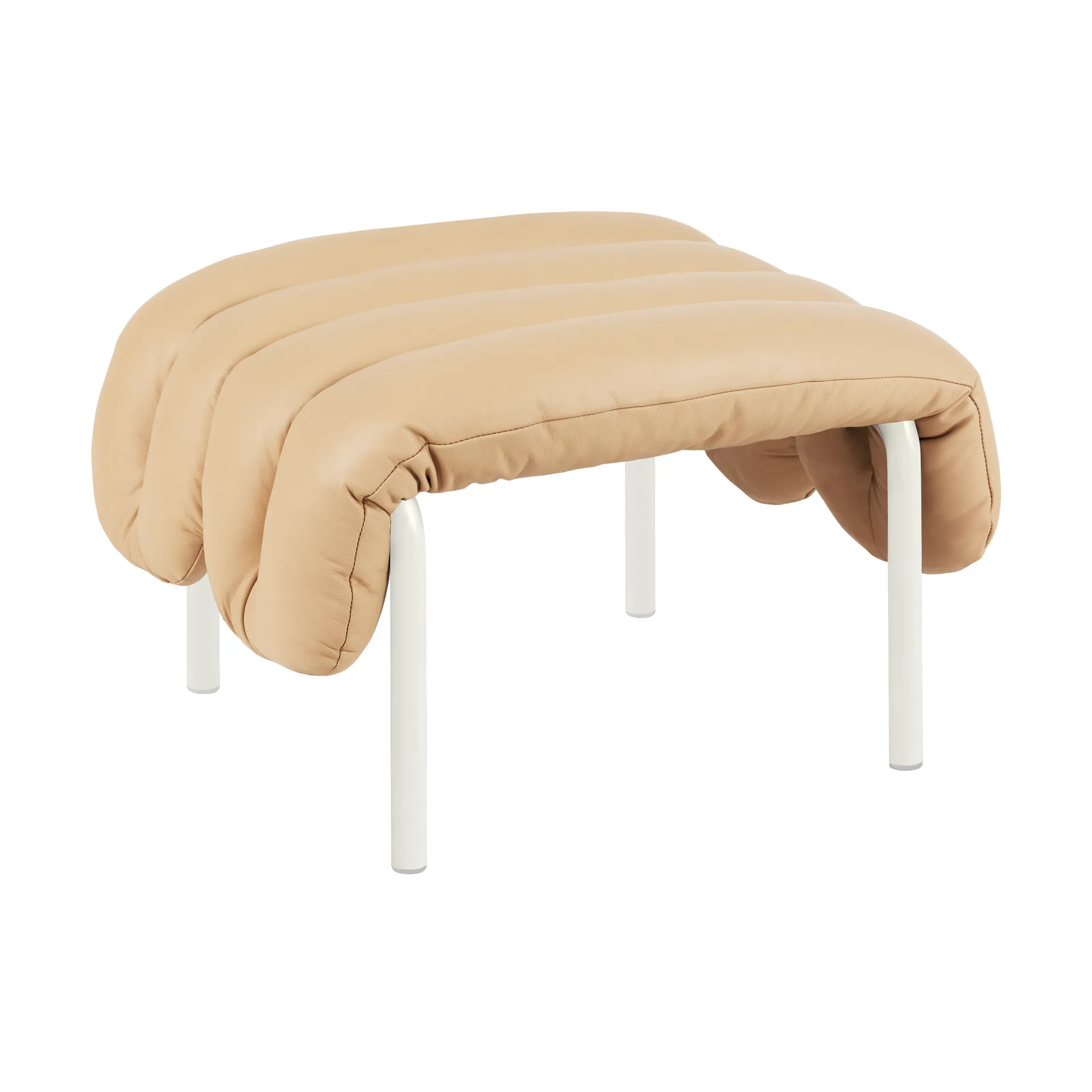 Puffy Ottoman 58x67 cm, Sand leather-cream Hem