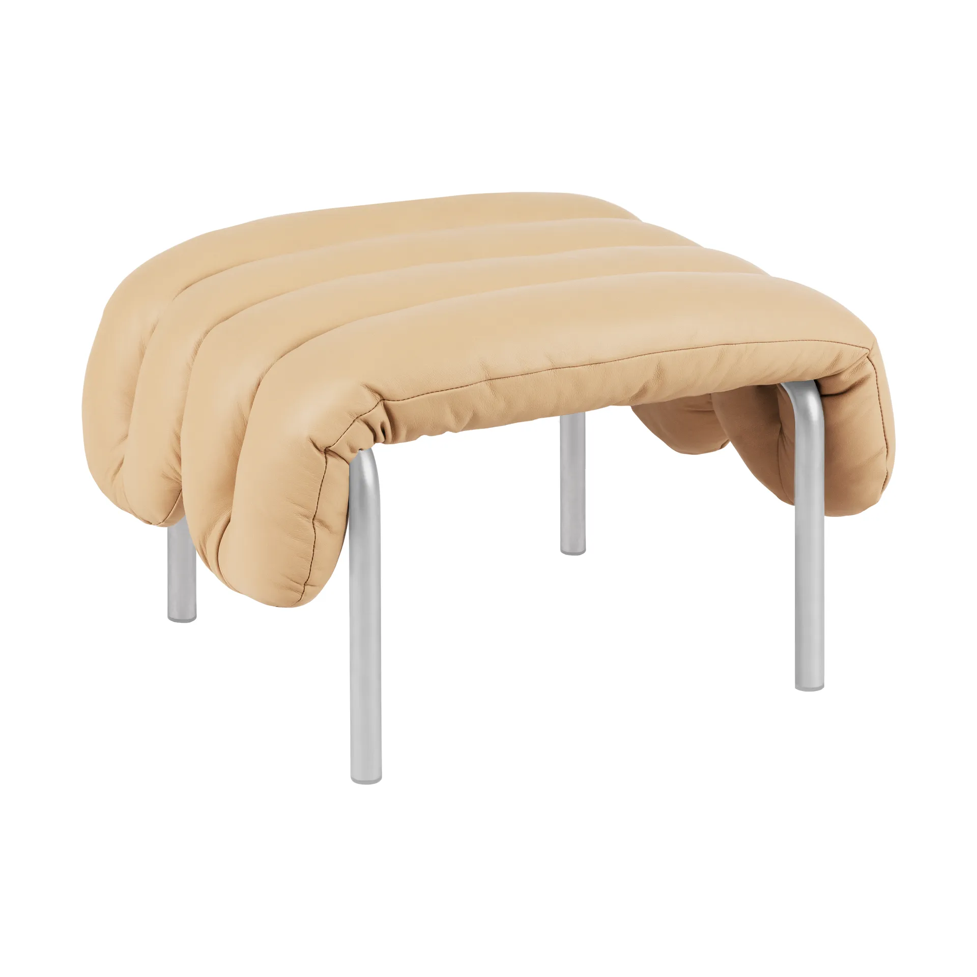 Puffy Ottoman 58x67 cm, Sand leather-edelstahl Hem