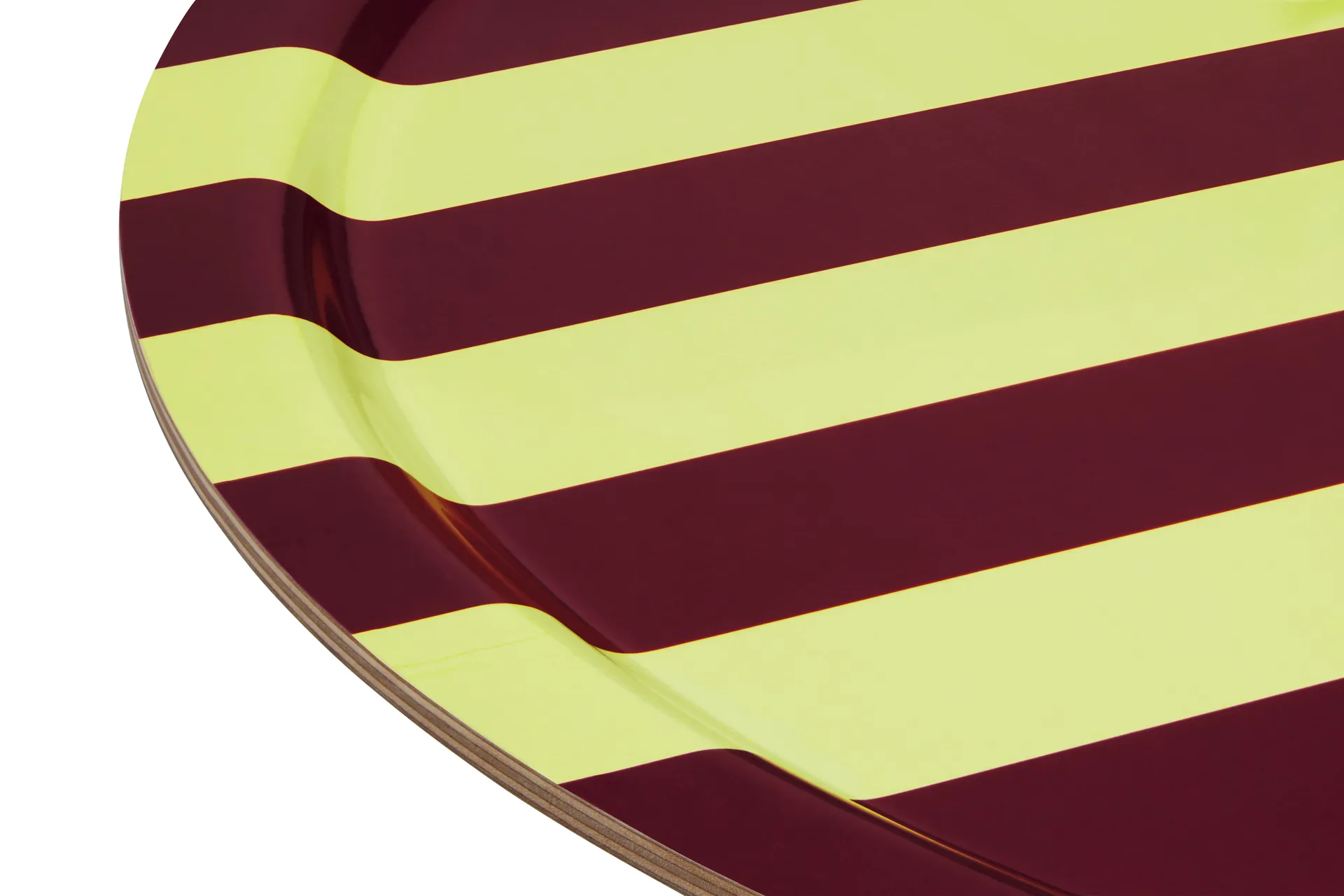 Stripe Tablett Large Ø65 cm, Butter-burgundy Hem
