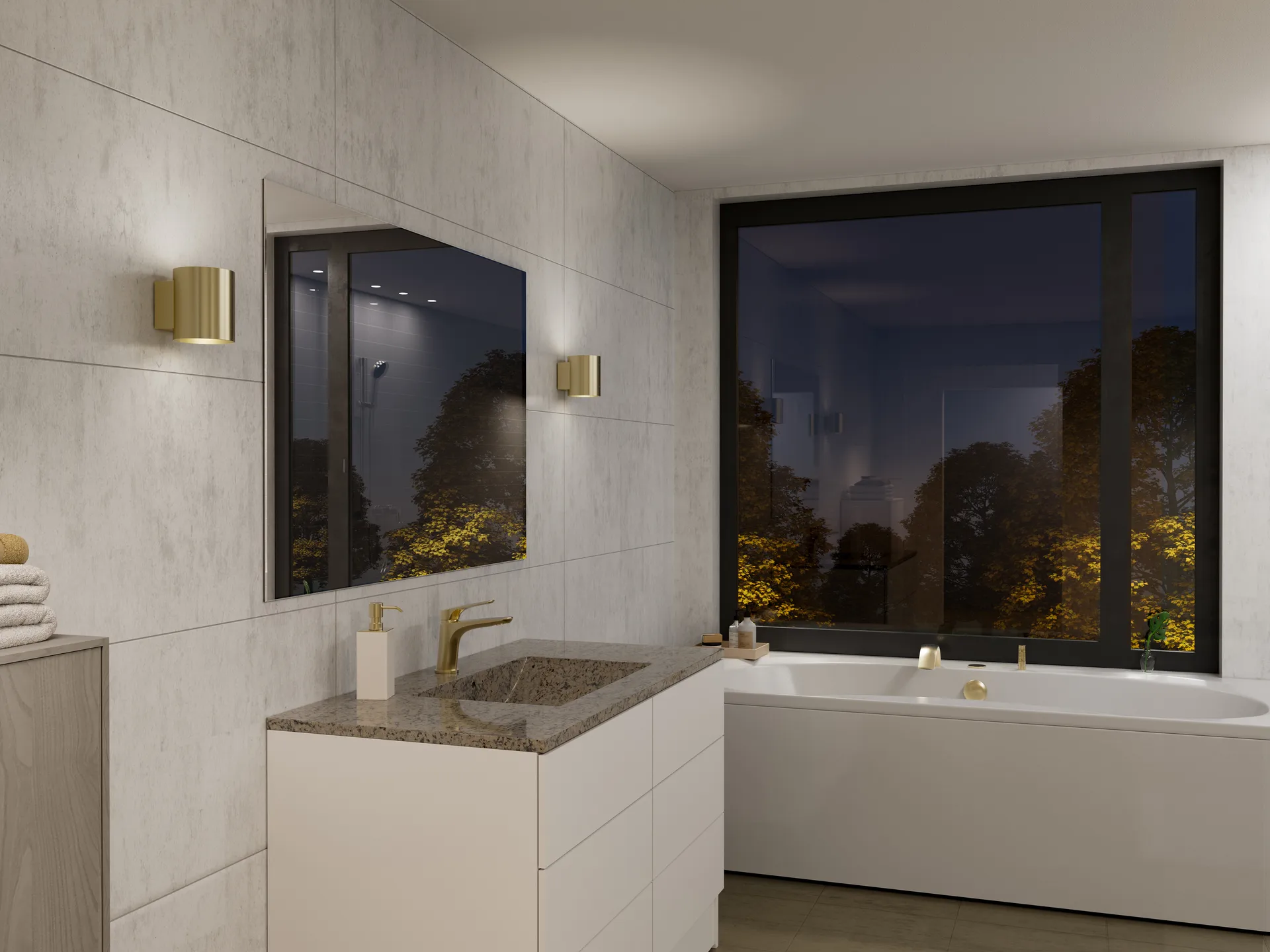 Evoke Wandleuchte klein, Satin brass Herstal