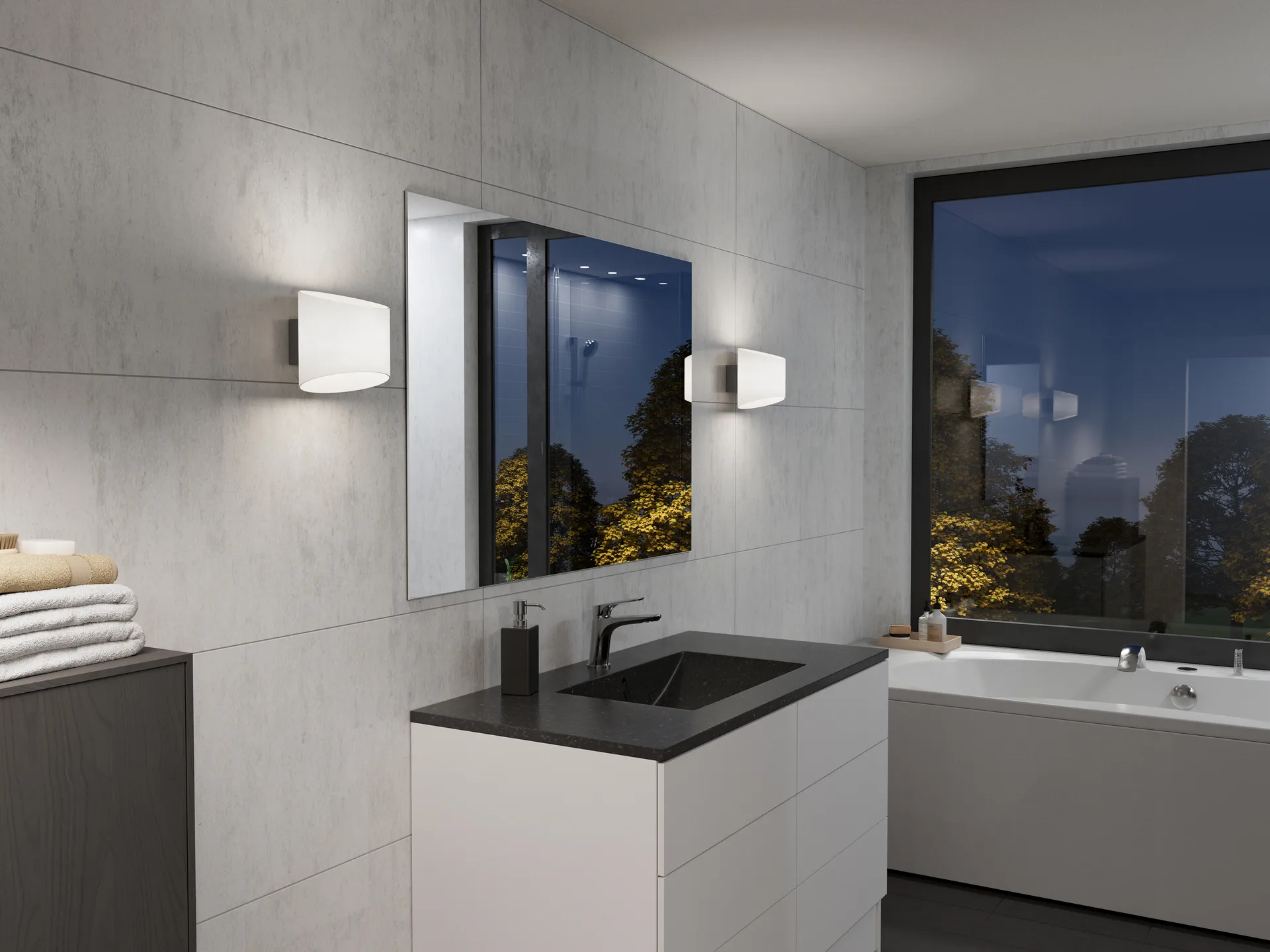 Evoke Wandleuchte oval, Antrazit-Opalglas Herstal