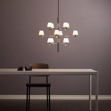 Gil Krona 12 Kronleuchter - Chrom-Opalglas - Herstal