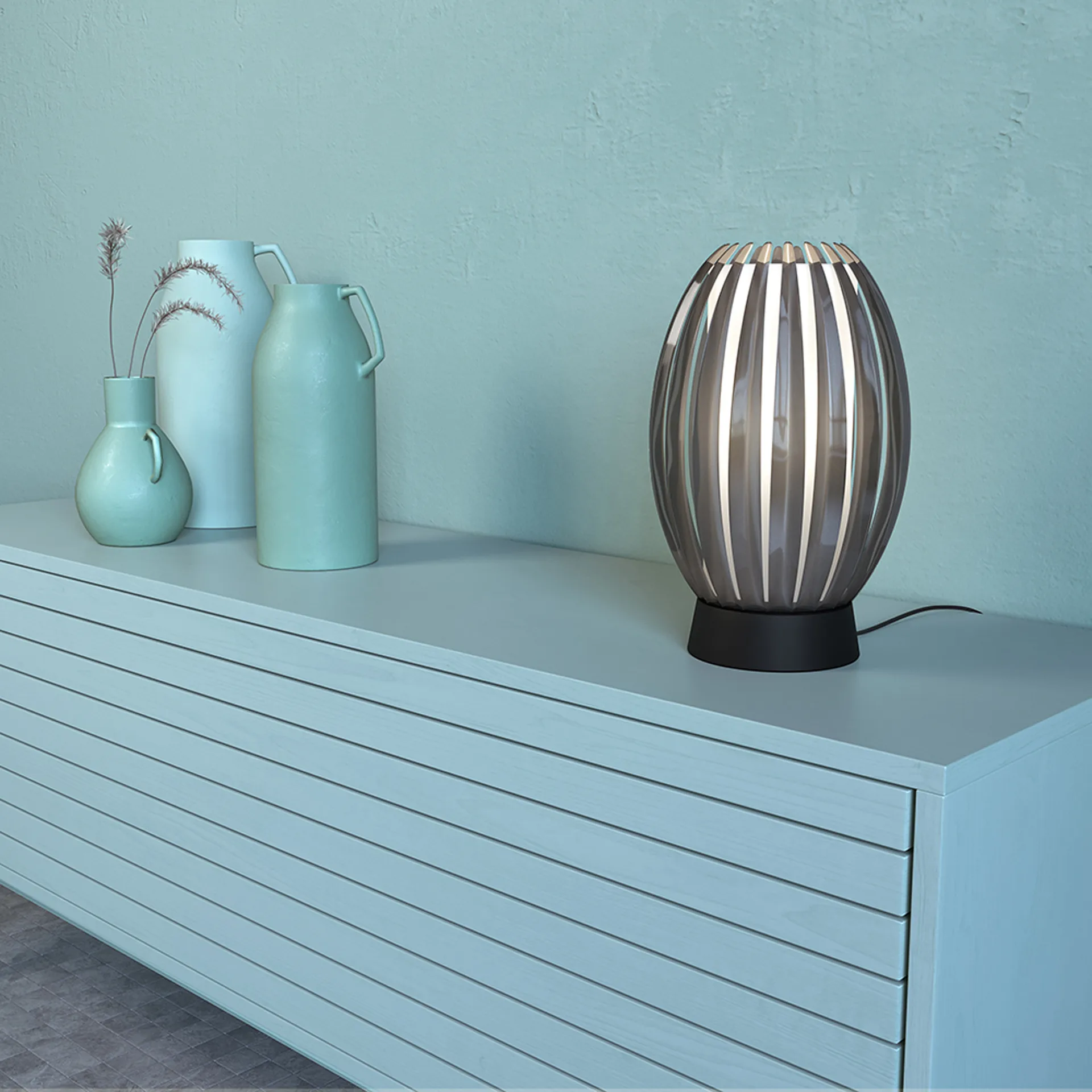 Tentacle Tischleuchte M 34 cm, Schwarz-Rauchfarben Herstal