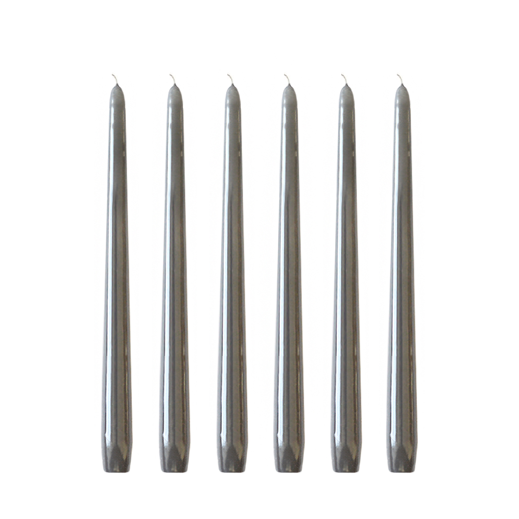 Hilke Collection Herrenhauskerzen 30 cm 6er-Pack Grauer Glanz
