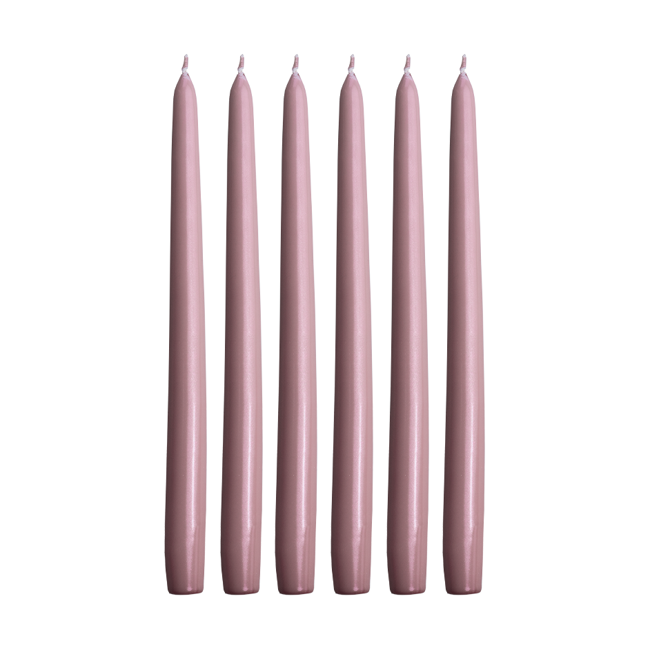 Hilke Collection Herrenhauskerzen 30 cm 6er-Pack Rosa Metallic