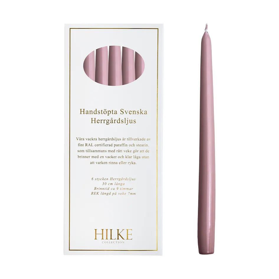 Herrenhauskerzen 30 cm 6er-Pack, Rosa Metallic Hilke Collection