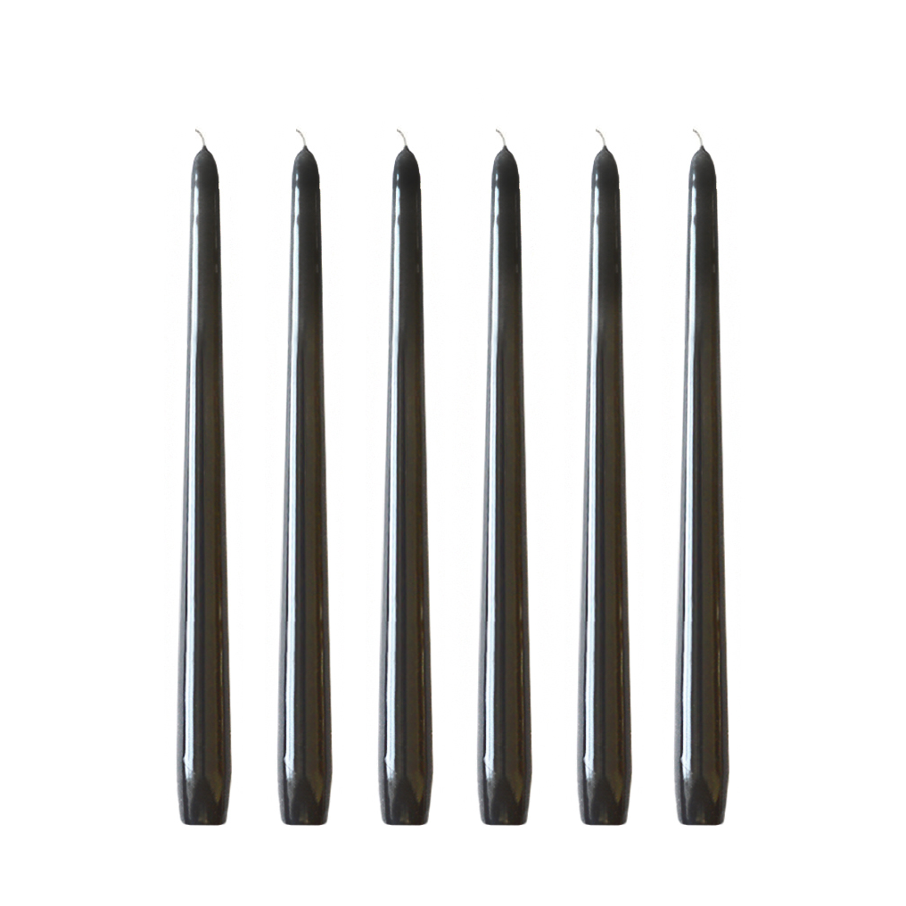 Hilke Collection Herrenhauskerzen 30 cm 6er-Pack Schwarzer Glanz