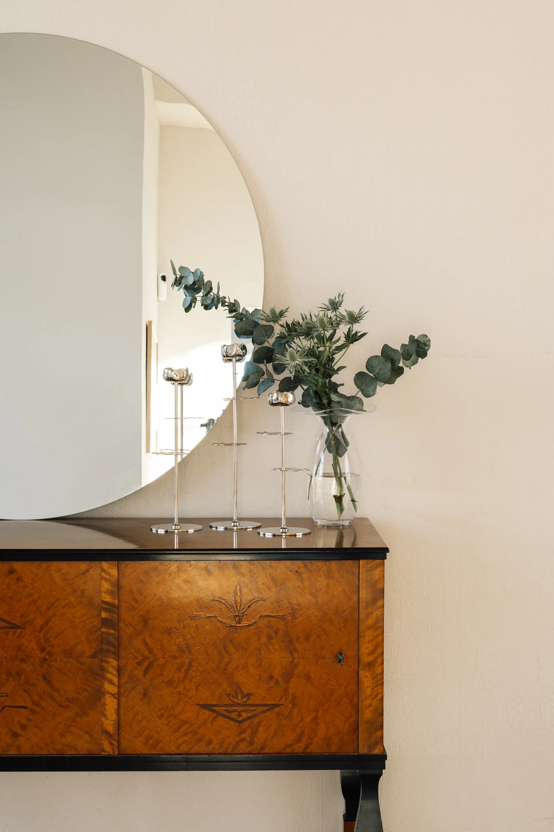 Ninfea Alta Kerzenhalter 30 cm, Vernickeltes Messing Hilke Collection