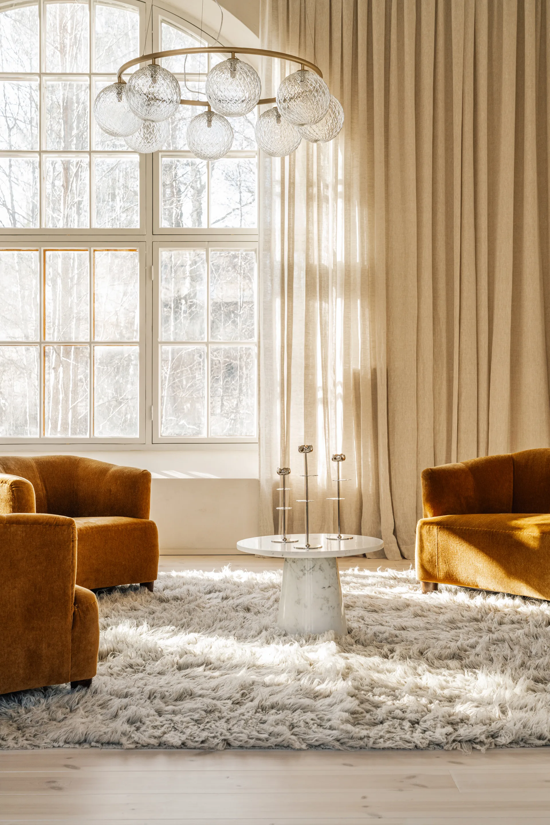 Ninfea Alta Kerzenhalter 30 cm, Vernickeltes Messing Hilke Collection