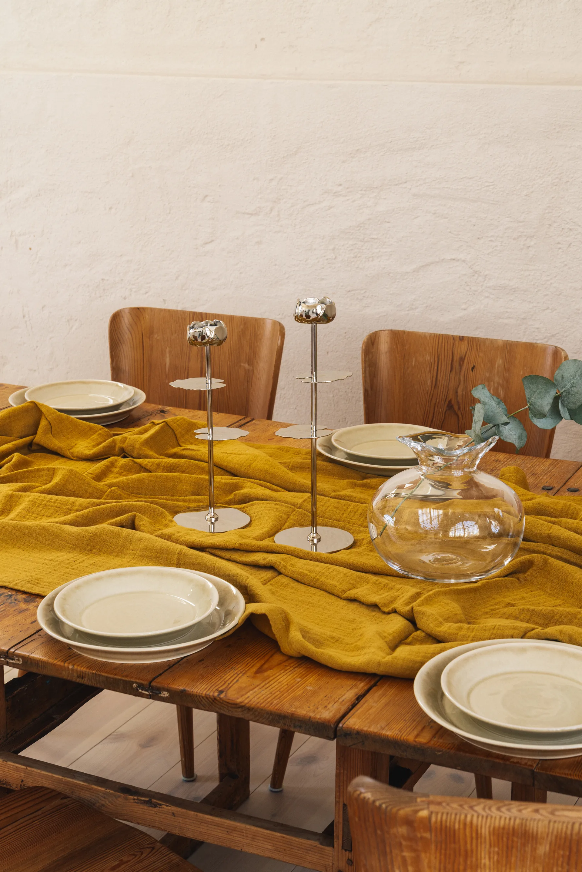 Ninfea Alta Kerzenhalter 30 cm, Vernickeltes Messing Hilke Collection