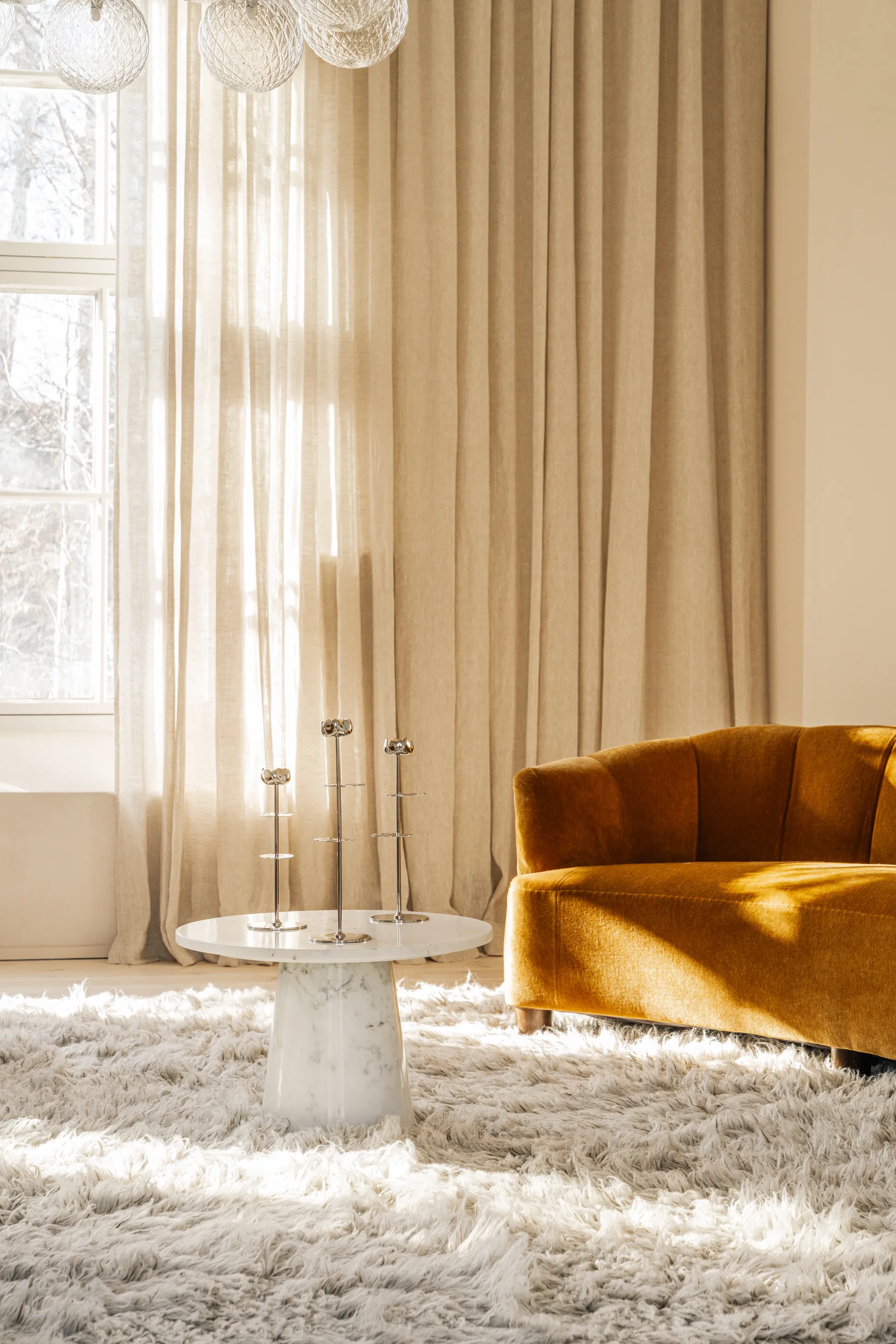 Ninfea Alta Kerzenhalter 35 cm, Vernickeltes Messing Hilke Collection