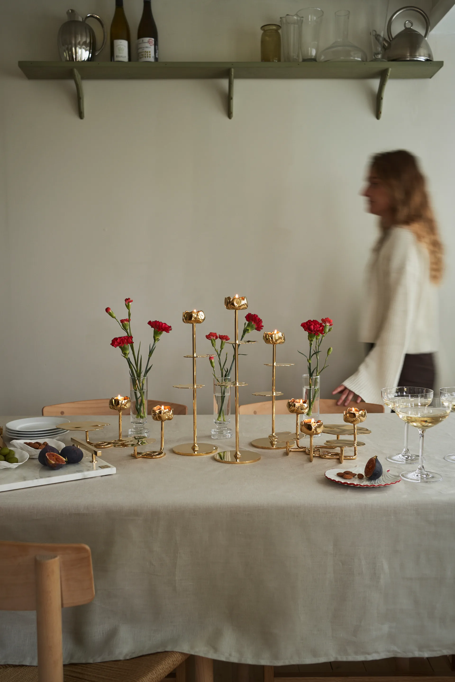 Ninfea Alta Kerzenhalter 40 cm, Messing Hilke Collection