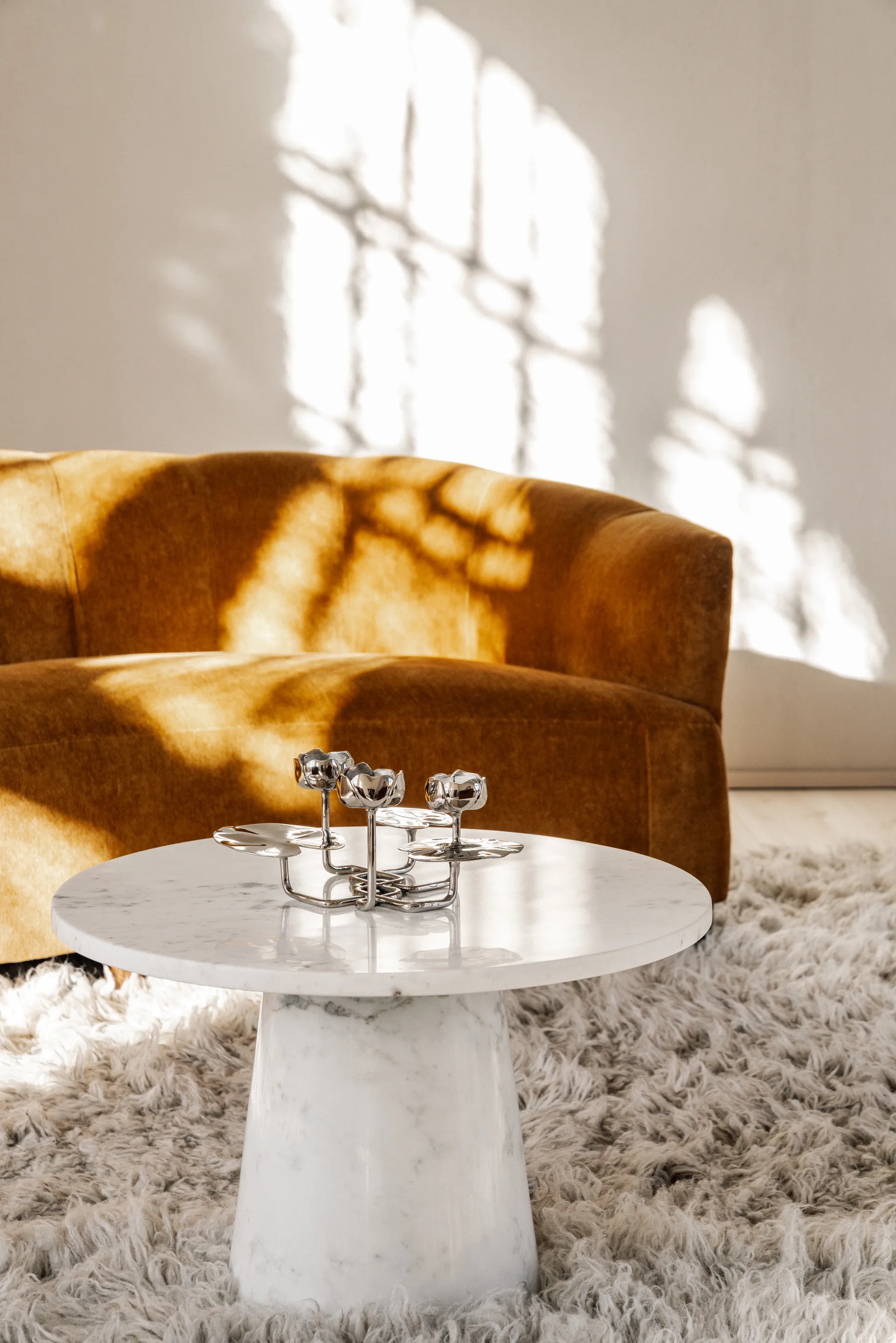 Ninfea grande Kerzenhalter, Vernickeltes Messing Hilke Collection