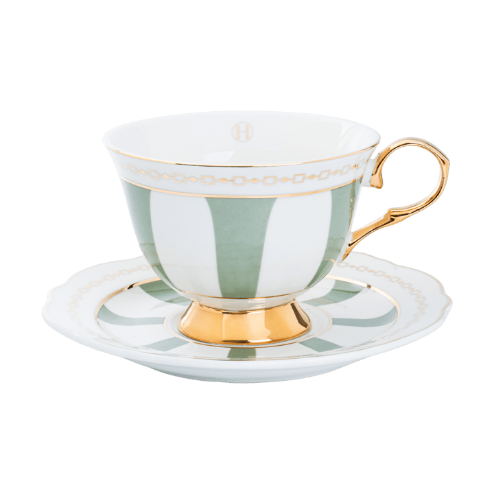 Strisce Salvia Tasse mit Untertasse - 22 cl - Hilke Collection