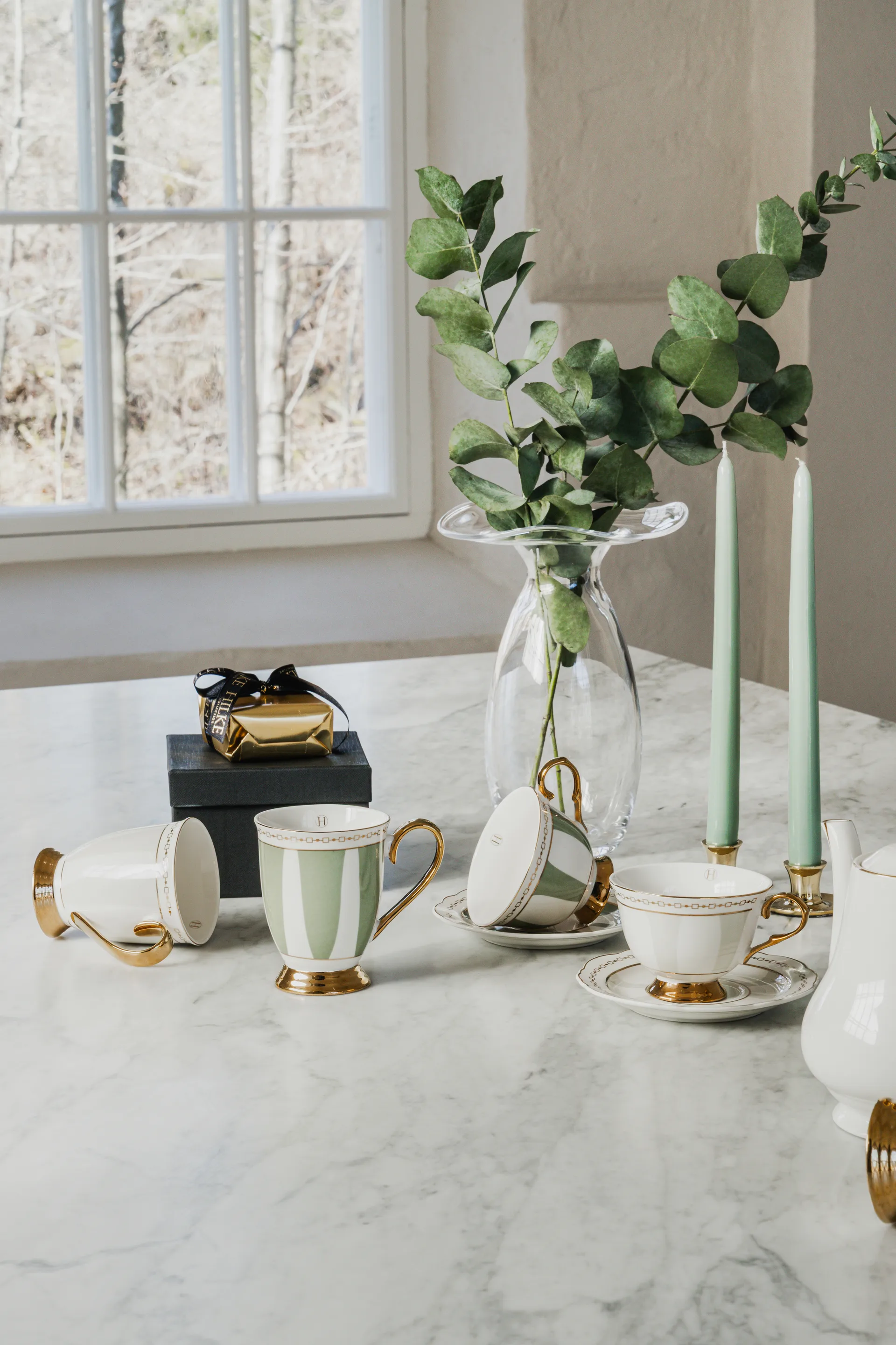 Strisce Salvia Tasse mit Untertasse, 22 cl Hilke Collection