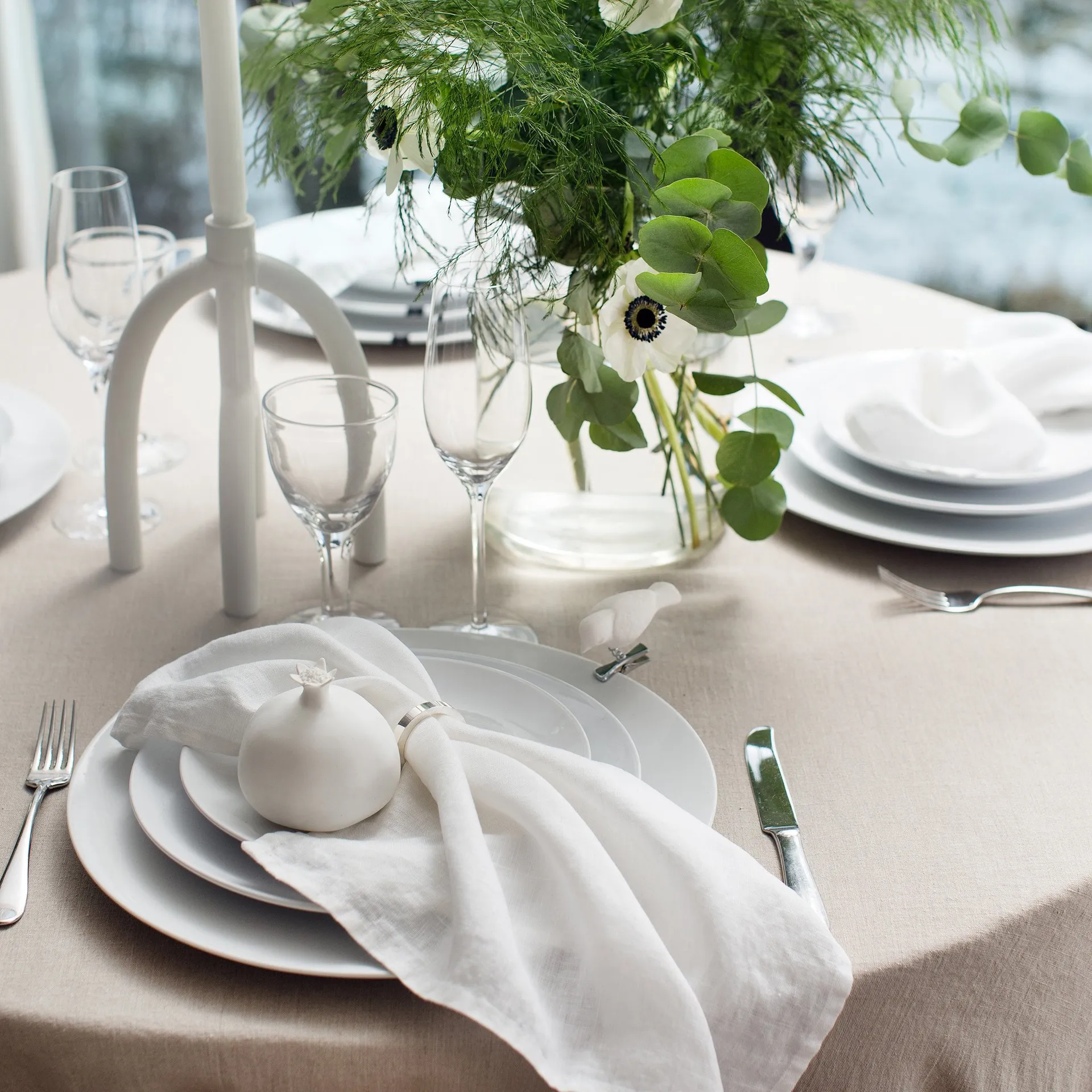 Sunshine Leinenservietten 4er-Pack, Weiß Himla