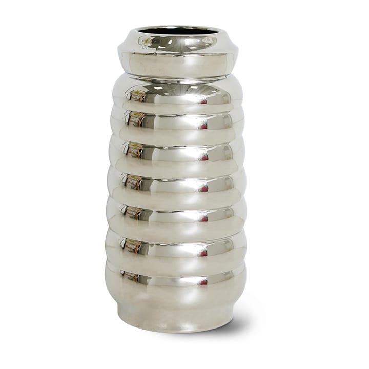 Ceramic ribble Vase 28,9cm - Chrome - HK Living