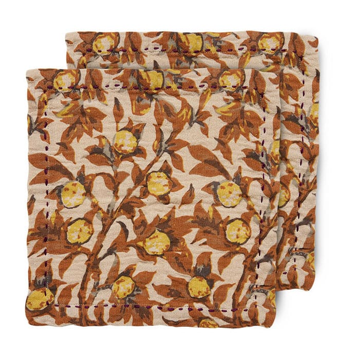 Mediterranean Baumwollserviette 30 x 30cm 2er Pack - Tangerine - HK Living