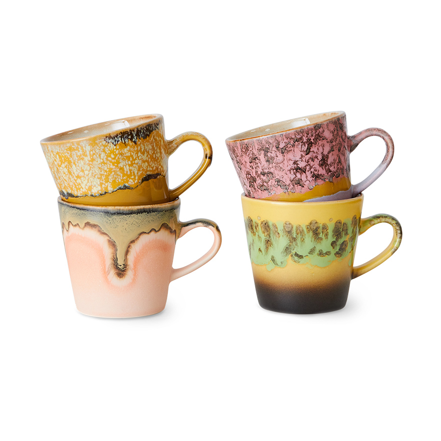 HKliving 70"s ceramics Americano Tasse 4er-Pack 26 cl Radiant