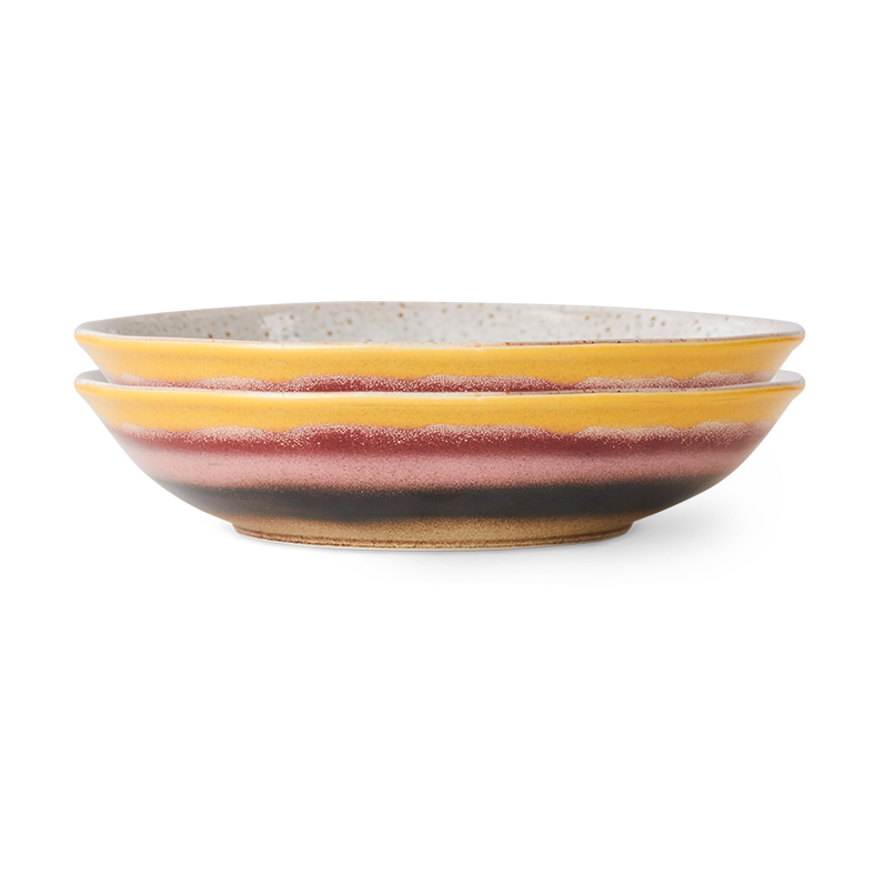 HKliving 70"s Curry Schale 21,7 x 21cm 2er Pack Hibiscus