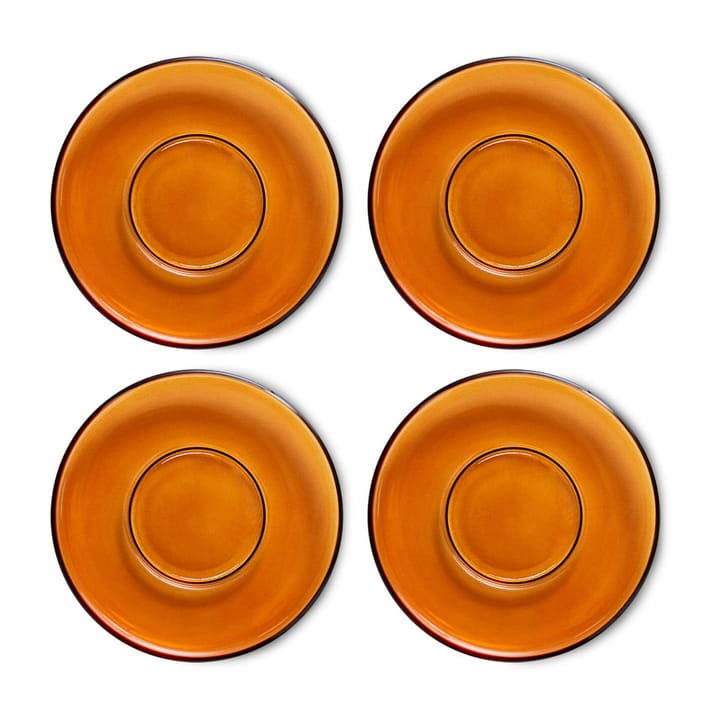70's glassware Kaffeeteller Ø10,6cm 4er Pack - Amber brown - HKliving