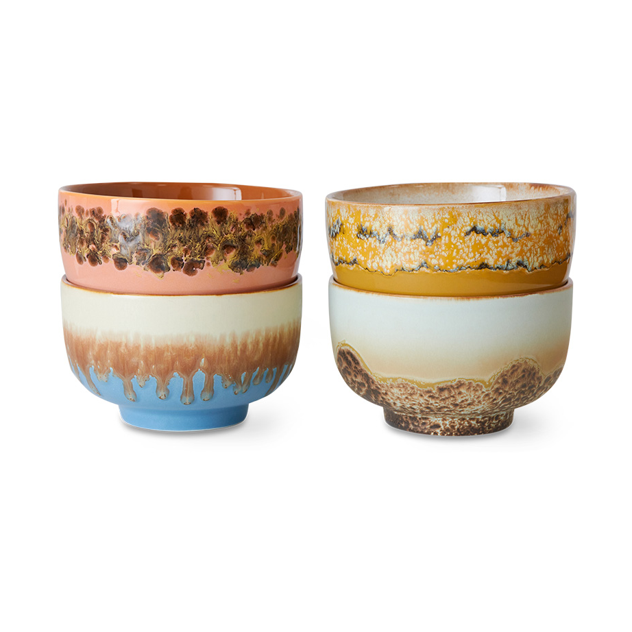 HKliving 70"s Schale Ø13,5cm 4er Pack Seabreeze
