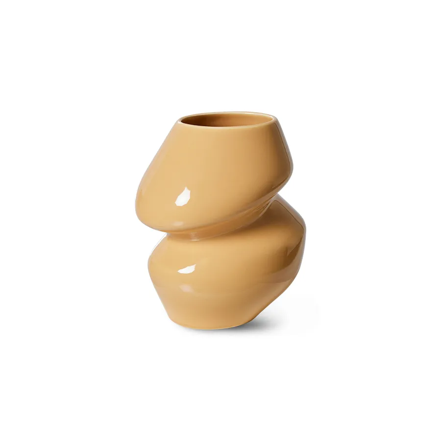 Ceramic organic Vase small 19cm, Cappuccino HKliving