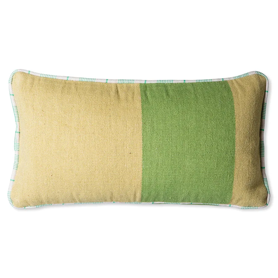 Handgewebtes Kissen 38x74 cm Wolle, Grün HKliving