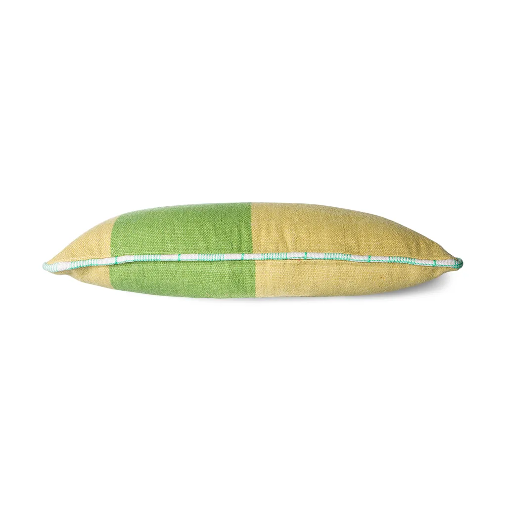 Handgewebtes Kissen 38x74 cm Wolle, Grün HKliving