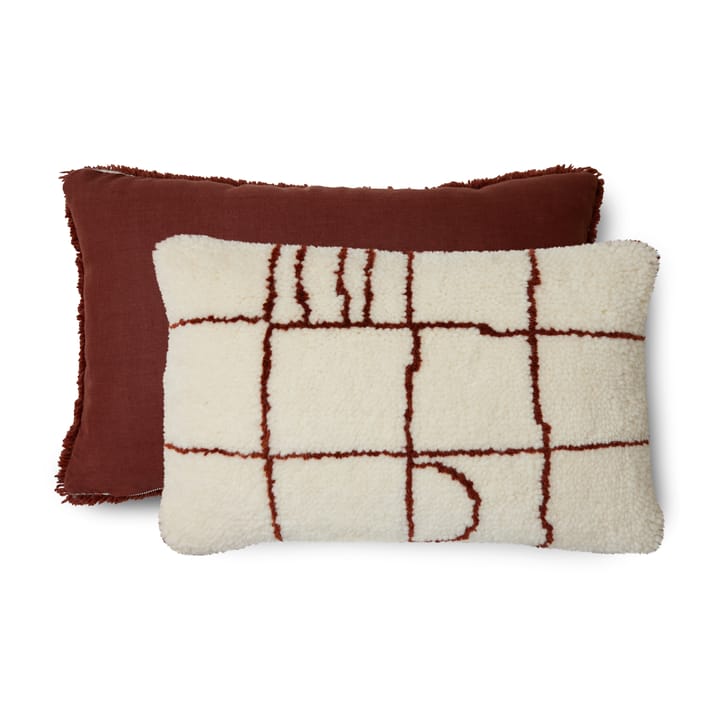 Kissen 60x40 cm Wolle, Rot-crème HKliving