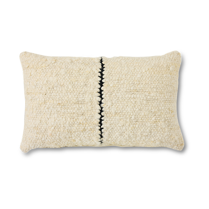 HKliving Natural wool striped Kissen 30x50 cm White