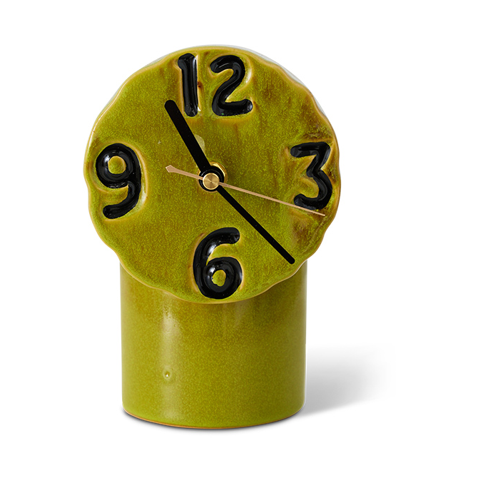 HKliving Retro Keramik Uhr 18 cm Olive