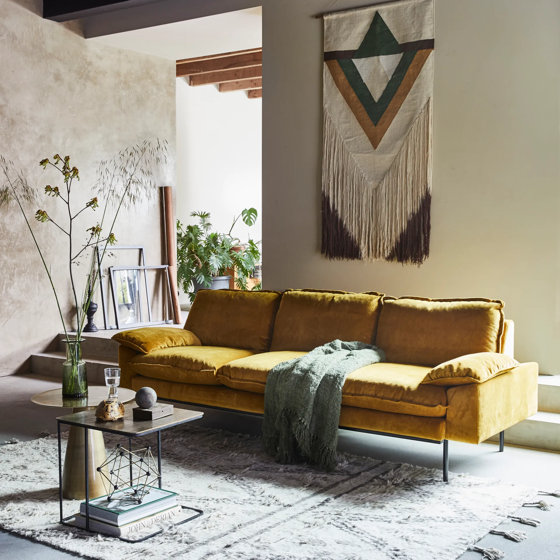 Retro Sofa 3-Sitzer, Ochra (gelb) HKliving