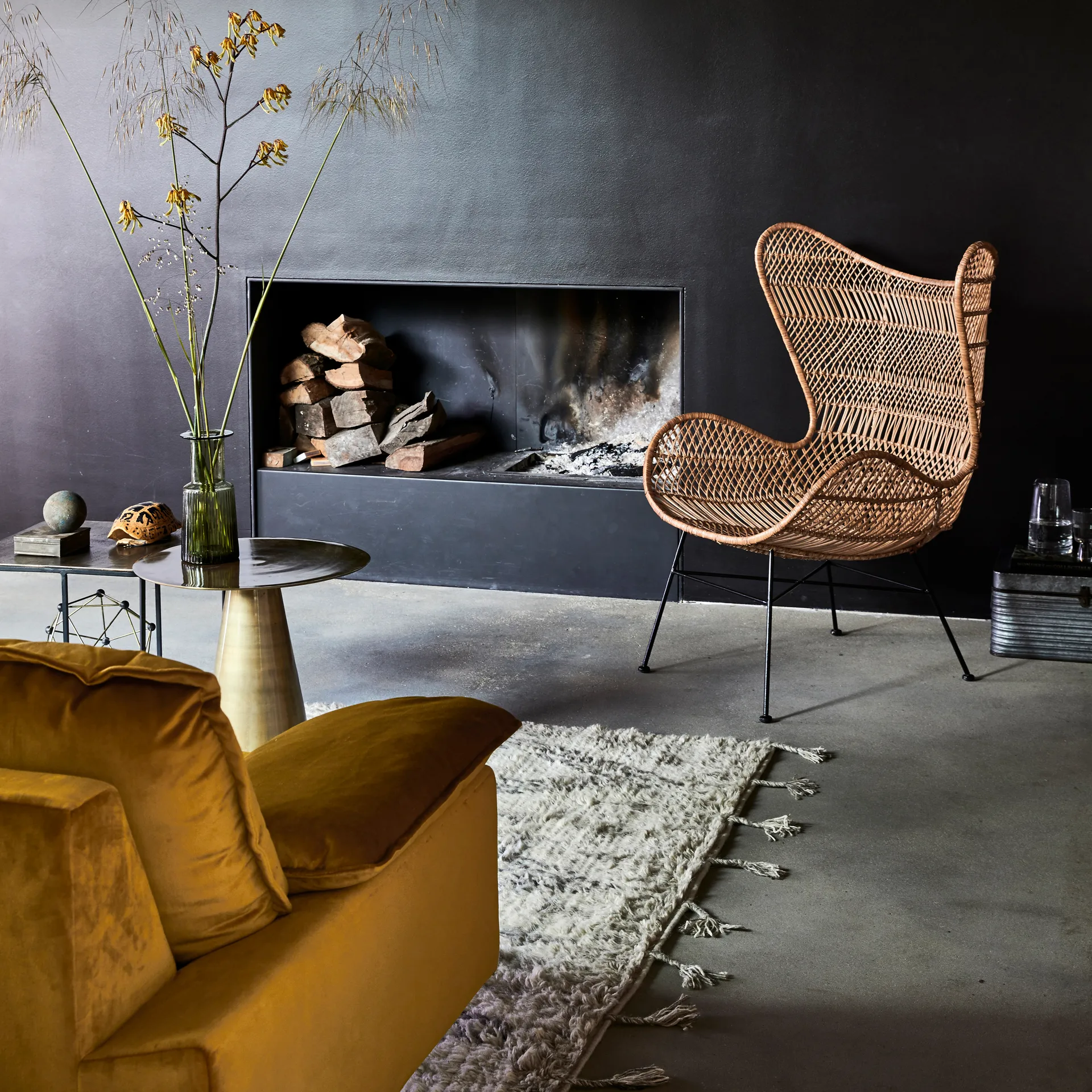 Retro Sofa 3-Sitzer, Ochra (gelb) HKliving