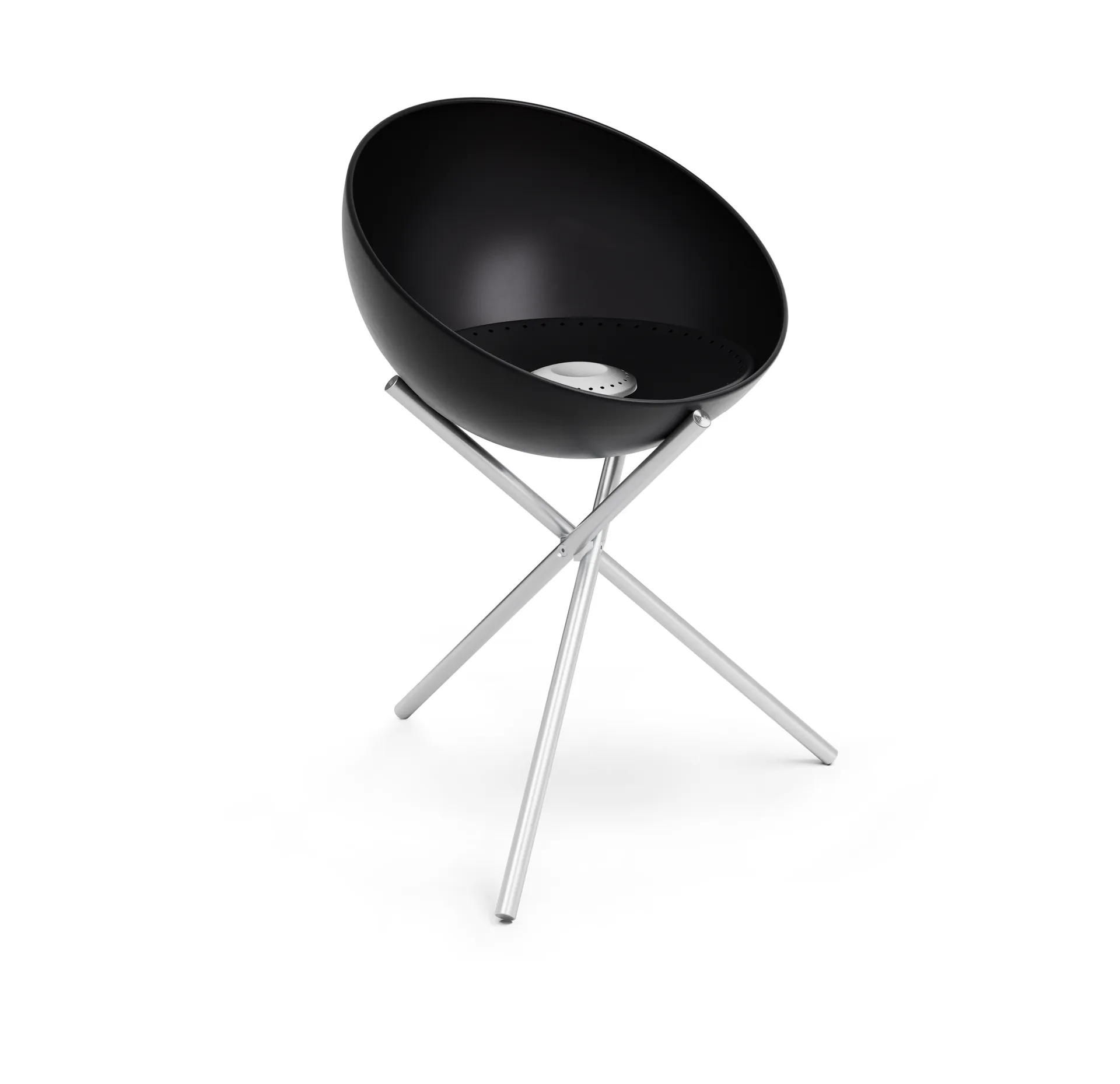 BOWL 57 Feuerstelle, Schwarz-Silber, Dreibeinstativ Höfats