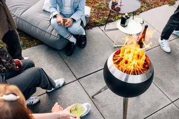 MOON 45 Feuerstelle - Schwarz-Silber, hohes Gestell - Höfats