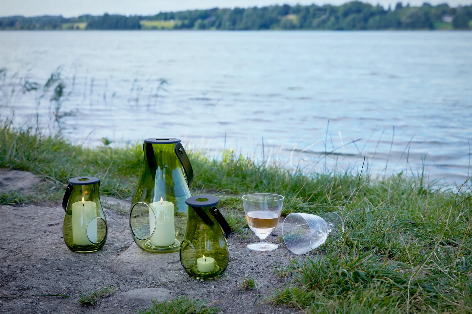 Design With Light Windlicht olivgrün, 25cm Holmegaard