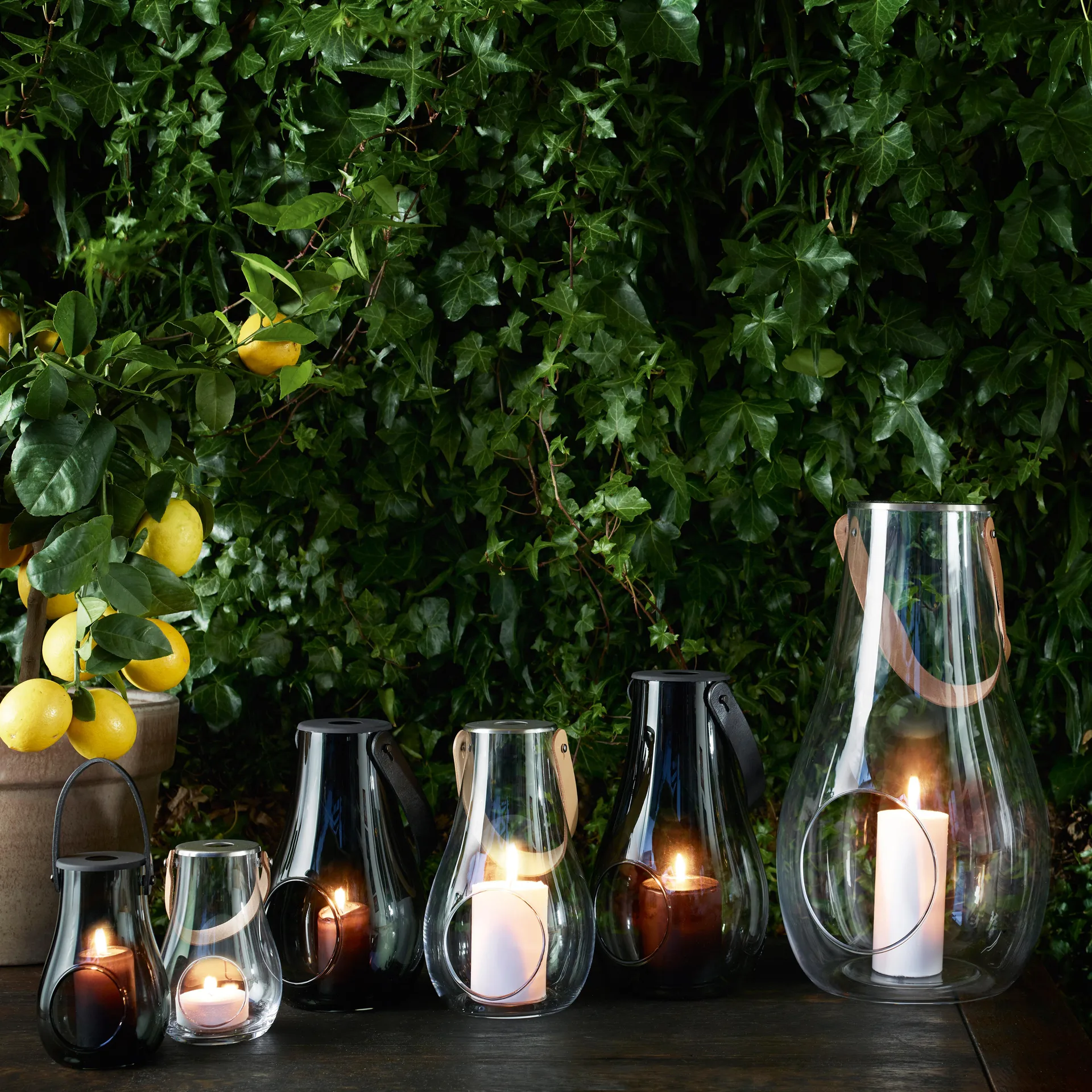 Design With Light Windlicht rauchgrau, 25cm Holmegaard