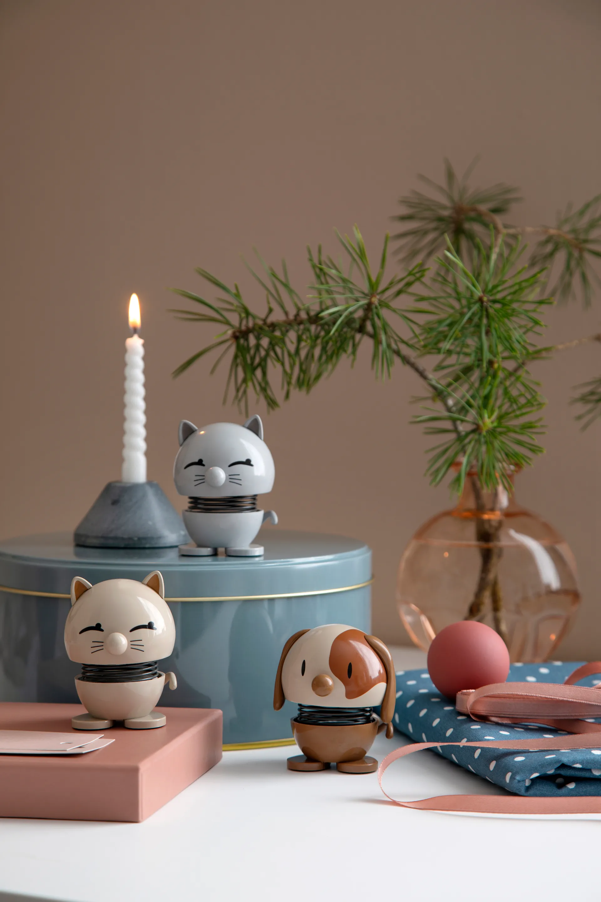 Hoptimist Cat Figur 7,3cm, Light grey Hoptimist